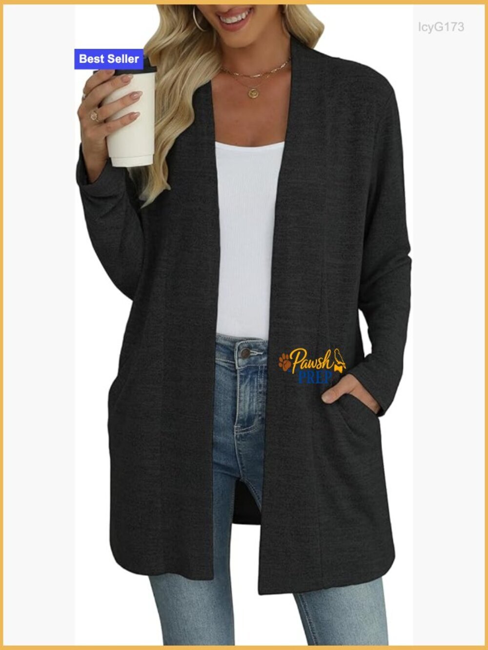 Long Sleeve Open Front Cardigan Sweater with Pockets